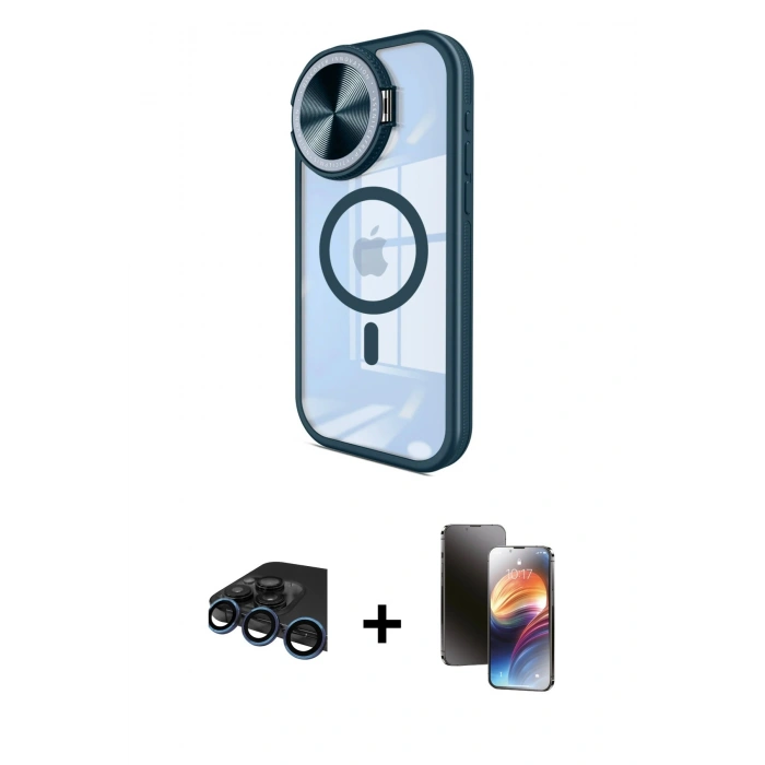 MARSİLYAN™- iPhone 15 Pro Kılıf Kıvılcım Modern Koleksiyonu - Siyah 3D Antistatik Mat Seramik Nano Ekran Koruyucu + Raze Metal Kamera Lens - LT