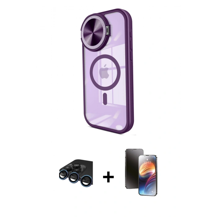 MARSİLYAN™- iPhone 15 Pro Kılıf Kıvılcım Modern Koleksiyonu - Siyah 3D Antistatik Mat Seramik Nano Ekran Koruyucu + Raze Metal Kamera Lens - LT
