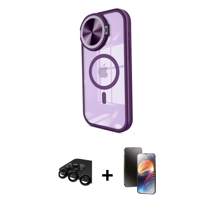 MARSİLYAN™- iPhone 15 Pro Kılıf Kıvılcım Modern Koleksiyonu - Siyah 3D Antistatik Mat Seramik Nano Ekran Koruyucu + Raze Metal Kamera Lens - SH