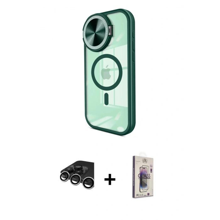 MARSİLYAN™- iPhone 15 Pro Kılıf Kıvılcım Modern Koleksiyonu - Siyah Bilvis 3D Cam Ekran Koruyucu + Raze Metal Kamera Lens - GS