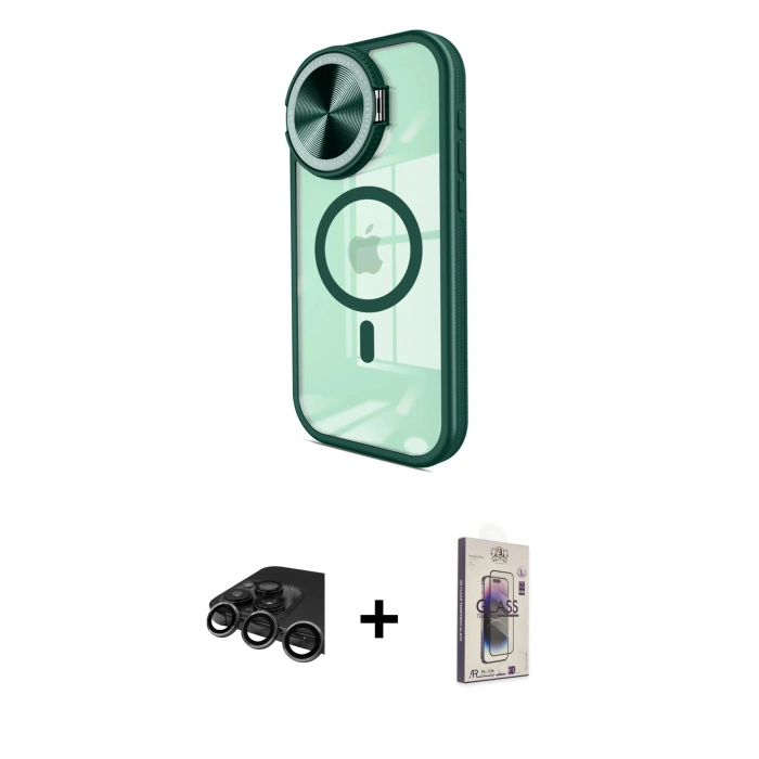 MARSİLYAN™- iPhone 15 Pro Kılıf Kıvılcım Modern Koleksiyonu - Siyah Bilvis 3D Cam Ekran Koruyucu + Raze Metal Kamera Lens - TMGI
