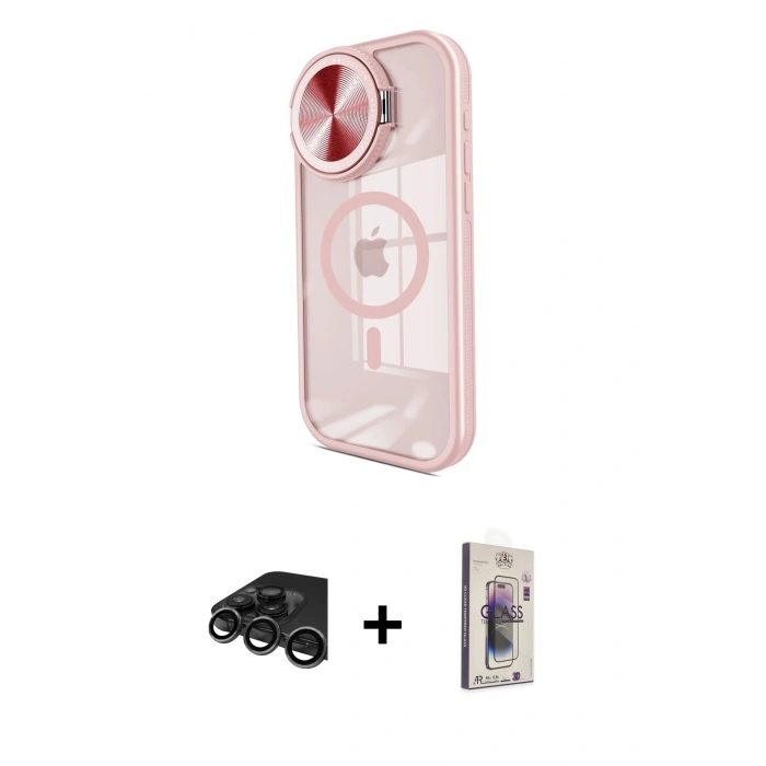 MARSİLYAN™- iPhone 15 Pro Kılıf Kıvılcım Modern Koleksiyonu - Siyah Bilvis 3D Cam Ekran Koruyucu + Raze Metal Kamera Lens - TMGI