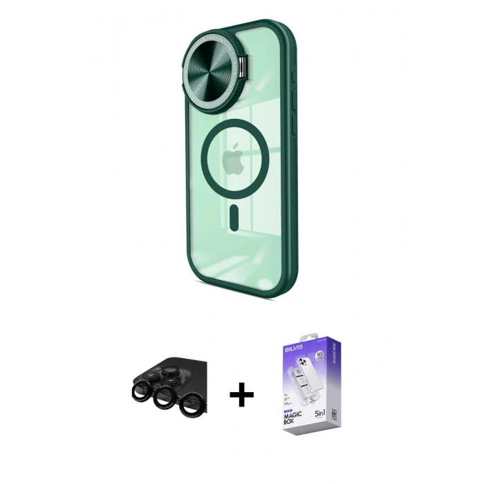 MARSİLYAN™- iPhone 15 Pro Kılıf Kıvılcım Modern Koleksiyonu - Siyah Bilvis 5in1 3D Magic Cam Ekran Koruyucu + Raze Metal Kamera Lens - SH