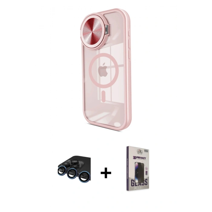 MARSİLYAN™- iPhone 15 Pro Kılıf Kıvılcım Modern Koleksiyonu - Siyah Bilvis Hayalet Cam Ekran Koruyucu + Raze Metal Kamera Lens - LT