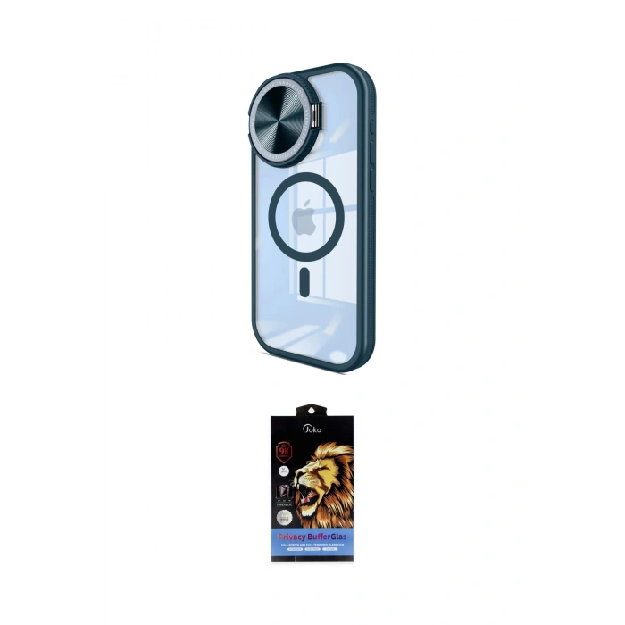 MARSİLYAN™- iPhone 15 Pro Kılıf Kıvılcım Modern Koleksiyonu - Siyah Buffer Hayalet Cam Ekran Koruyucu