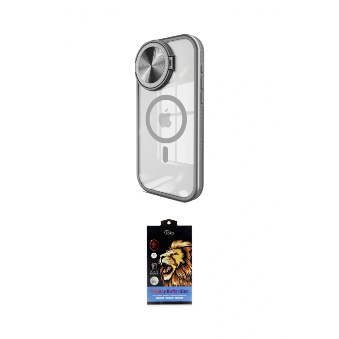 MARSİLYAN™- iPhone 15 Pro Kılıf Kıvılcım Modern Koleksiyonu - Siyah Buffer Hayalet Cam Ekran Koruyucu
