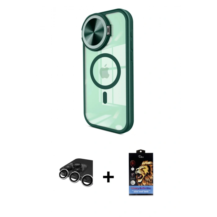 MARSİLYAN™- iPhone 15 Pro Kılıf Kıvılcım Modern Koleksiyonu - Siyah Buffer Hayalet Cam Ekran Koruyucu + Raze Metal Kamera Lens - GS