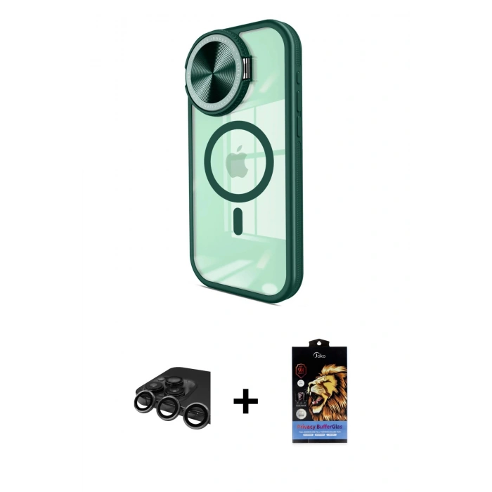 MARSİLYAN™- iPhone 15 Pro Kılıf Kıvılcım Modern Koleksiyonu - Siyah Buffer Hayalet Cam Ekran Koruyucu + Titanyum Gri Raze Metal Kamera Lens