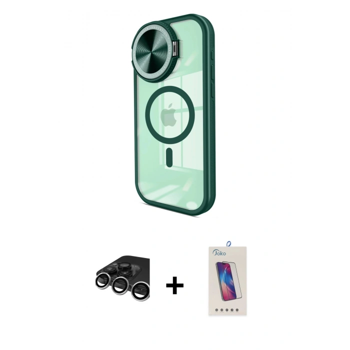 MARSİLYAN™- iPhone 15 Pro Kılıf Kıvılcım Modern Koleksiyonu - Siyah Joko 5D Cam + Raze Metal Kamera Lens - GS