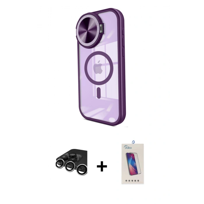 MARSİLYAN™- iPhone 15 Pro Kılıf Kıvılcım Modern Koleksiyonu - Siyah Joko 5D Cam + Raze Metal Kamera Lens - GS