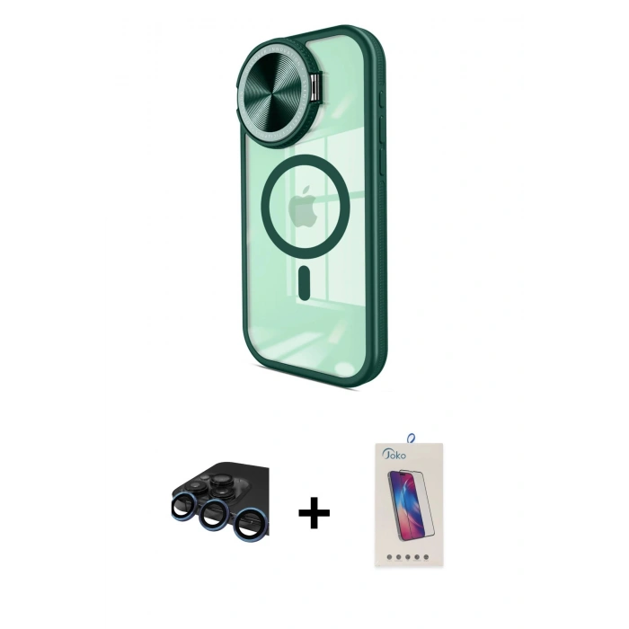 MARSİLYAN™- iPhone 15 Pro Kılıf Kıvılcım Modern Koleksiyonu - Siyah Joko 5D Cam + Raze Metal Kamera Lens - LT