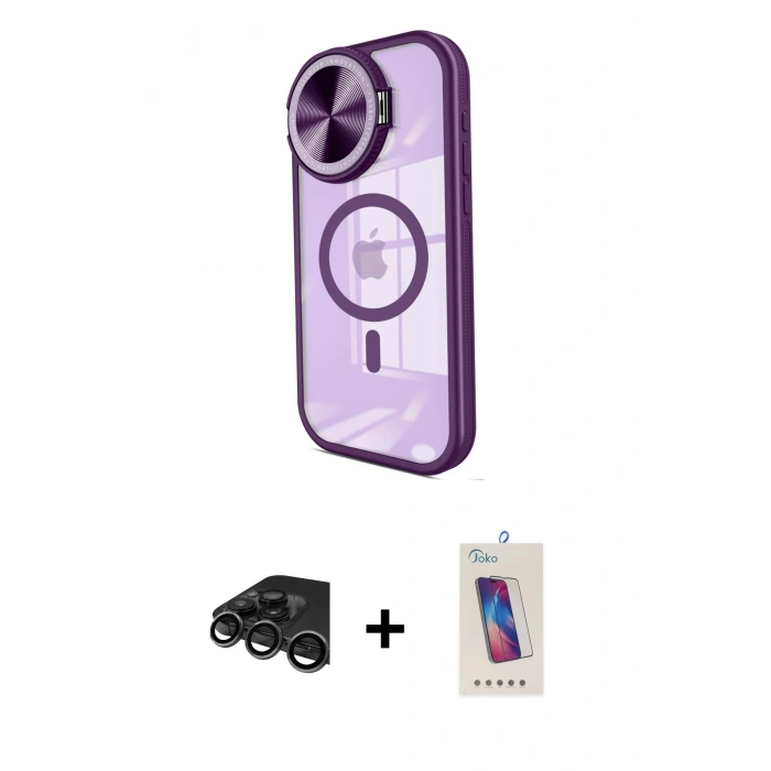MARSİLYAN™- iPhone 15 Pro Kılıf Kıvılcım Modern Koleksiyonu - Siyah Joko 5D Cam + Raze Metal Kamera Lens - TMGI