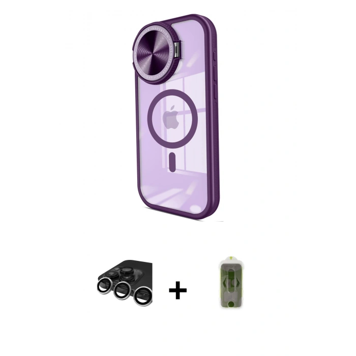 MARSİLYAN™- iPhone 15 Pro Kılıf Kıvılcım Modern Koleksiyonu - Siyah Joko Magic 5D Hayalet Cam + Raze Metal Kamera Lens - GS