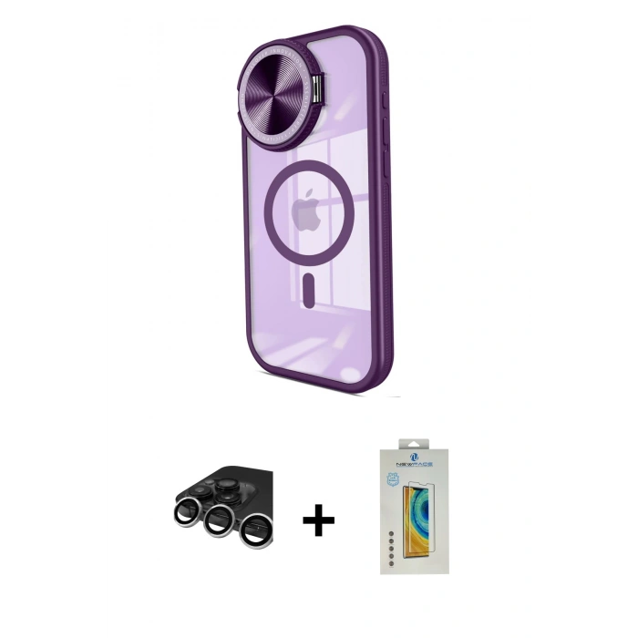 MARSİLYAN™- iPhone 15 Pro Kılıf Kıvılcım Modern Koleksiyonu - Siyah Polymer Nano Ekran Koruyucu + Raze Metal Kamera Lens - GS
