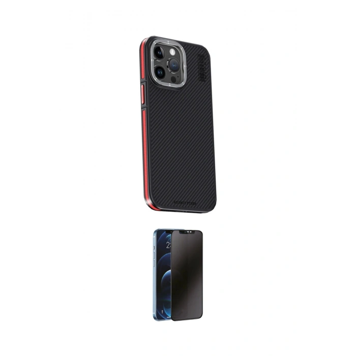 MARSİLYAN™- iPhone 15 Pro Kılıf Kıvılcım Modern Özel Seri - Siyah 3D Antistatik Hayalet Cam Ekran Koruyucu