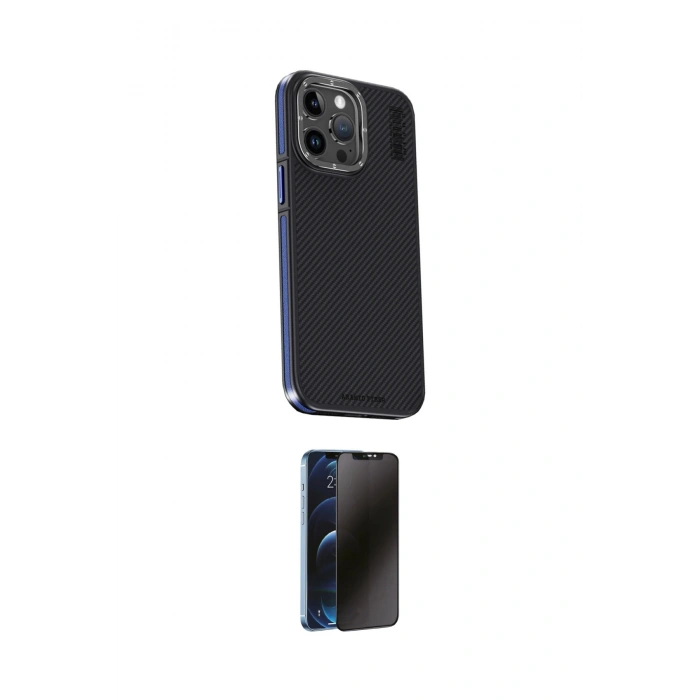 MARSİLYAN™- iPhone 15 Pro Kılıf Kıvılcım Modern Özel Seri - Siyah 3D Antistatik Hayalet Cam Ekran Koruyucu
