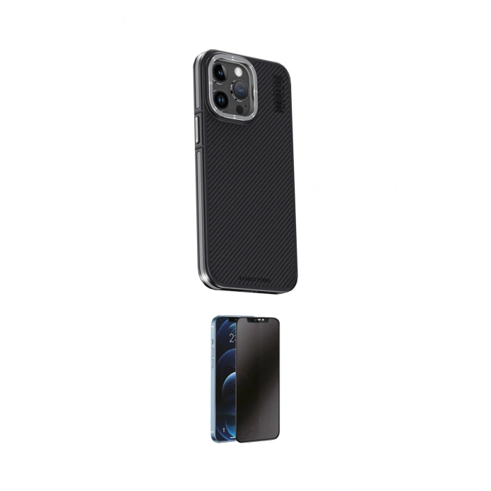 MARSİLYAN™- iPhone 15 Pro Kılıf Kıvılcım Modern Özel Seri - Siyah 3D Antistatik Hayalet Cam Ekran Koruyucu