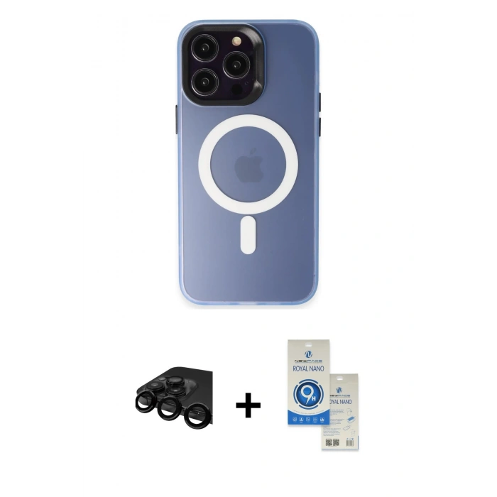 MARSİLYAN™- iPhone 15 Pro Kılıf Kozmos Çizgi Prime - Şeffaf Royal Nano Ekran Koruyucu + Raze Metal Kamera Lens - SH