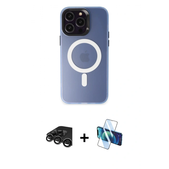 MARSİLYAN™- iPhone 15 Pro Kılıf Kozmos Çizgi Prime - Siyah 3D Antistatik Seramik Nano Ekran Koruyucu + Raze Metal Kamera Lens - TMGI
