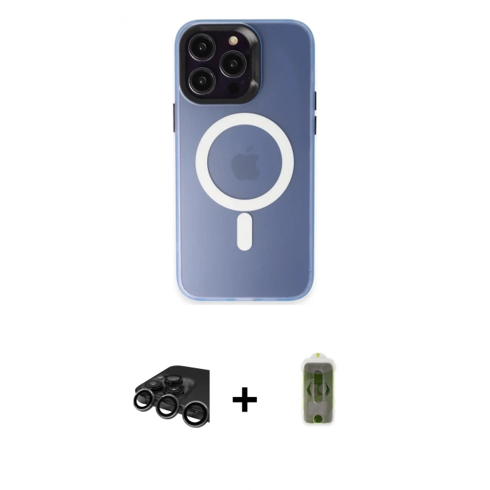 MARSİLYAN™- iPhone 15 Pro Kılıf Kozmos Çizgi Prime - Siyah Joko Magic 5D Hayalet Cam + Raze Metal Kamera Lens - TMGI