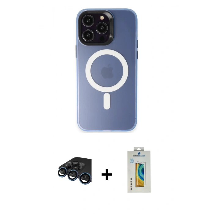 MARSİLYAN™- iPhone 15 Pro Kılıf Kozmos Çizgi Prime - Siyah Polymer Nano Ekran Koruyucu + Raze Metal Kamera Lens - LT