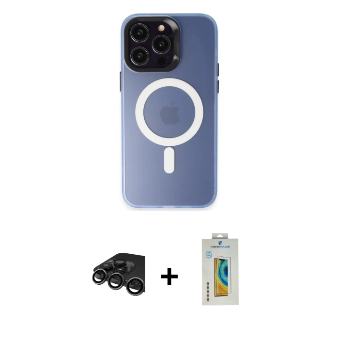 MARSİLYAN™- iPhone 15 Pro Kılıf Kozmos Çizgi Prime - Siyah Polymer Nano Ekran Koruyucu + Raze Metal Kamera Lens - TMGI
