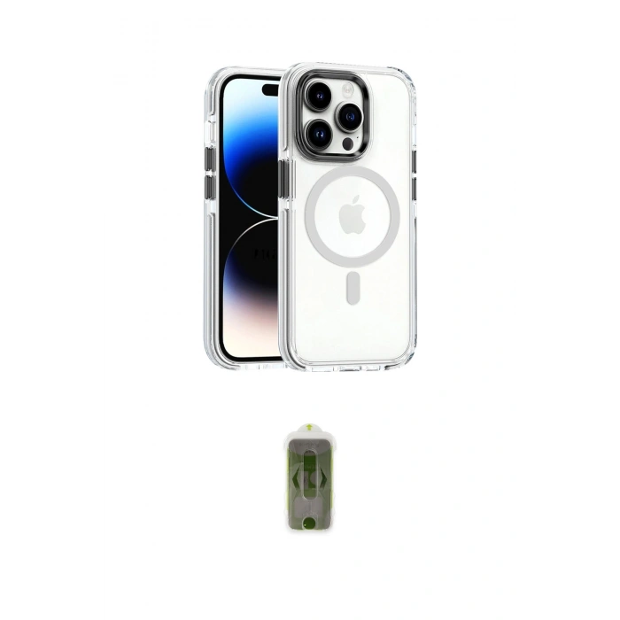 MARSİLYAN™- iPhone 15 Pro Kılıf Kozmos Doku Koleksiyonu - Siyah Joko Magic 5D Hayalet Cam