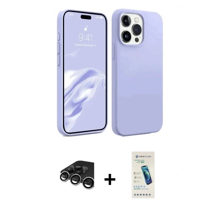 MARSİLYAN™- iPhone 15 Pro Kılıf Kozmos Yansıma Özel Seri - Şeffaf Pasifik Cam Ekran Koruyucu + Raze Metal Kamera Lens - GS