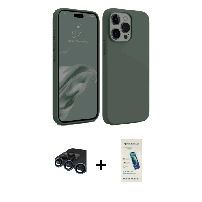 MARSİLYAN™- iPhone 15 Pro Kılıf Kozmos Yansıma Özel Seri - Şeffaf Pasifik Cam Ekran Koruyucu + Raze Metal Kamera Lens - LT