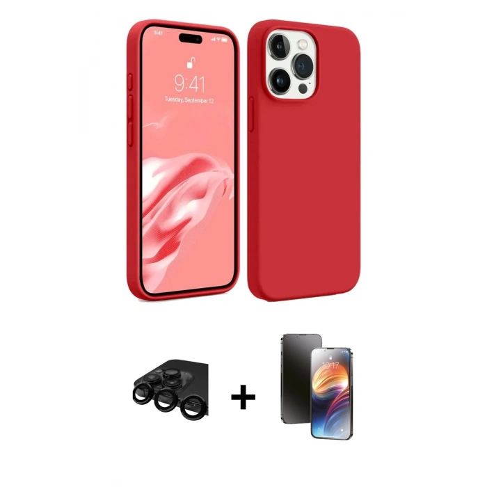 MARSİLYAN™- iPhone 15 Pro Kılıf Kozmos Yansıma Özel Seri - Siyah 3D Antistatik Mat Seramik Nano Ekran Koruyucu + Raze Metal Kamera Lens - SH