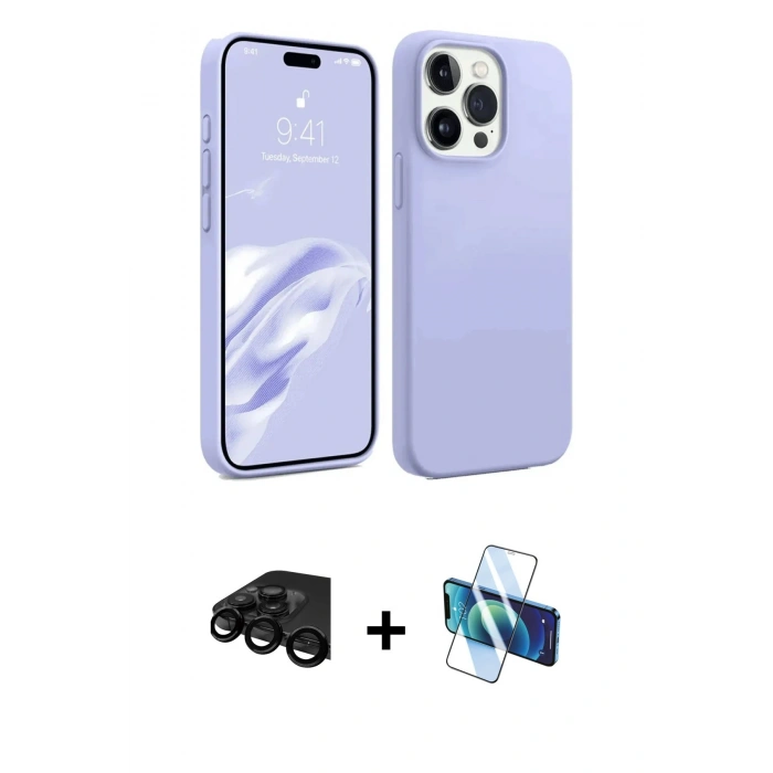 MARSİLYAN™- iPhone 15 Pro Kılıf Kozmos Yansıma Özel Seri - Siyah 3D Antistatik Seramik Nano Ekran Koruyucu + Raze Metal Kamera Lens - SH