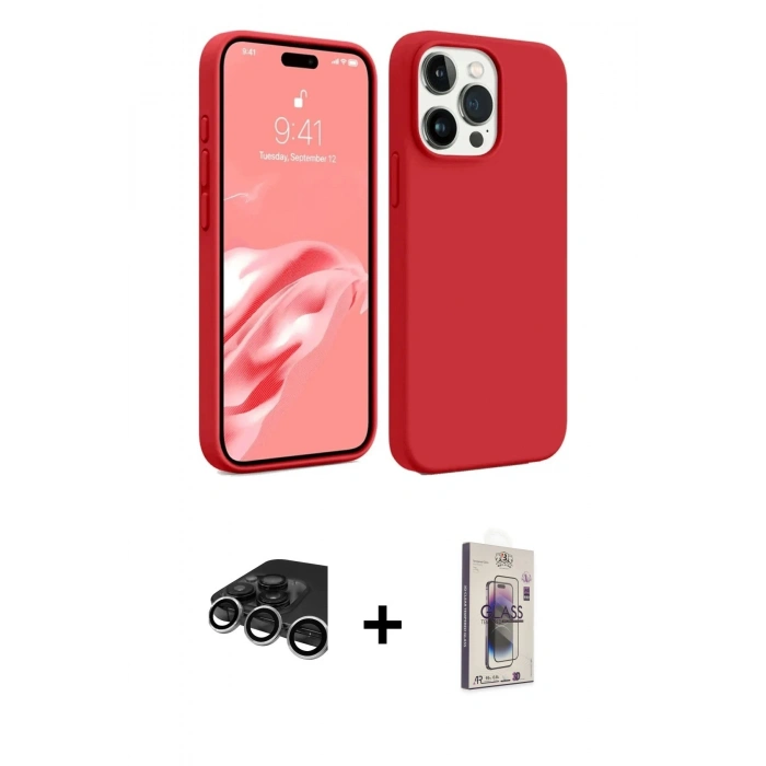 MARSİLYAN™- iPhone 15 Pro Kılıf Kozmos Yansıma Özel Seri - Siyah Bilvis 3D Cam Ekran Koruyucu + Raze Metal Kamera Lens - GS