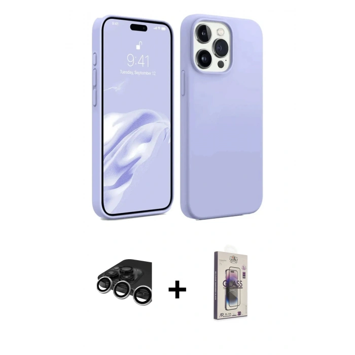 MARSİLYAN™- iPhone 15 Pro Kılıf Kozmos Yansıma Özel Seri - Siyah Bilvis 3D Cam Ekran Koruyucu + Raze Metal Kamera Lens - GS