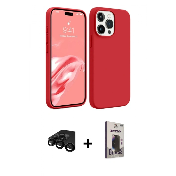 MARSİLYAN™- iPhone 15 Pro Kılıf Kozmos Yansıma Özel Seri - Siyah Bilvis Hayalet Cam Ekran Koruyucu + Raze Metal Kamera Lens - SH