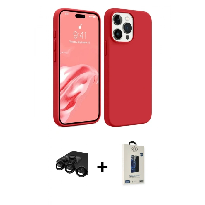 MARSİLYAN™- iPhone 15 Pro Kılıf Kozmos Yansıma Özel Seri - Siyah Bilvis Hayalet Cam Ekran Koruyucu + Raze Metal Kamera Lens - SH