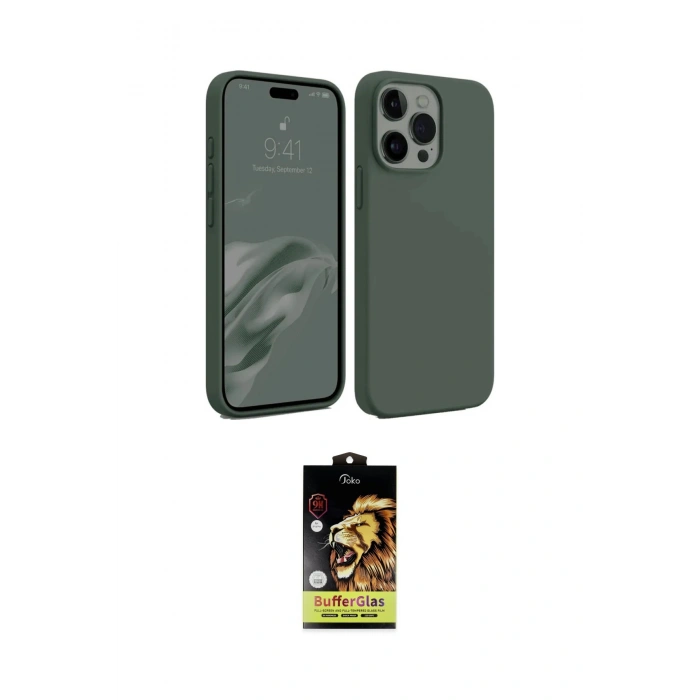 MARSİLYAN™- iPhone 15 Pro Kılıf Kozmos Yansıma Özel Seri - Siyah Buffer Cam Ekran Koruyucu