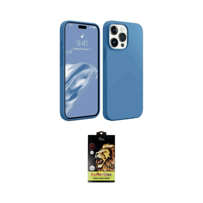 MARSİLYAN™- iPhone 15 Pro Kılıf Kozmos Yansıma Özel Seri - Siyah Buffer Cam Ekran Koruyucu