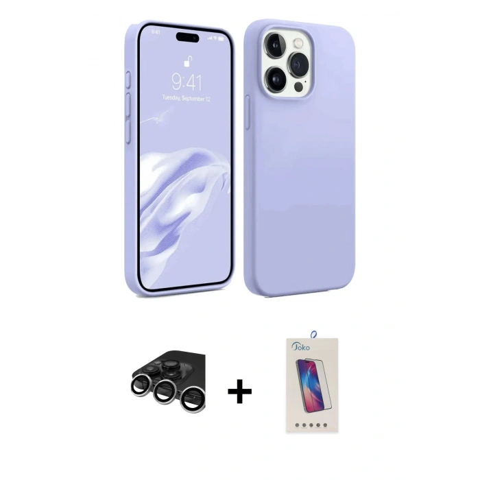 MARSİLYAN™- iPhone 15 Pro Kılıf Kozmos Yansıma Özel Seri - Siyah Joko 5D Cam + Raze Metal Kamera Lens - GS