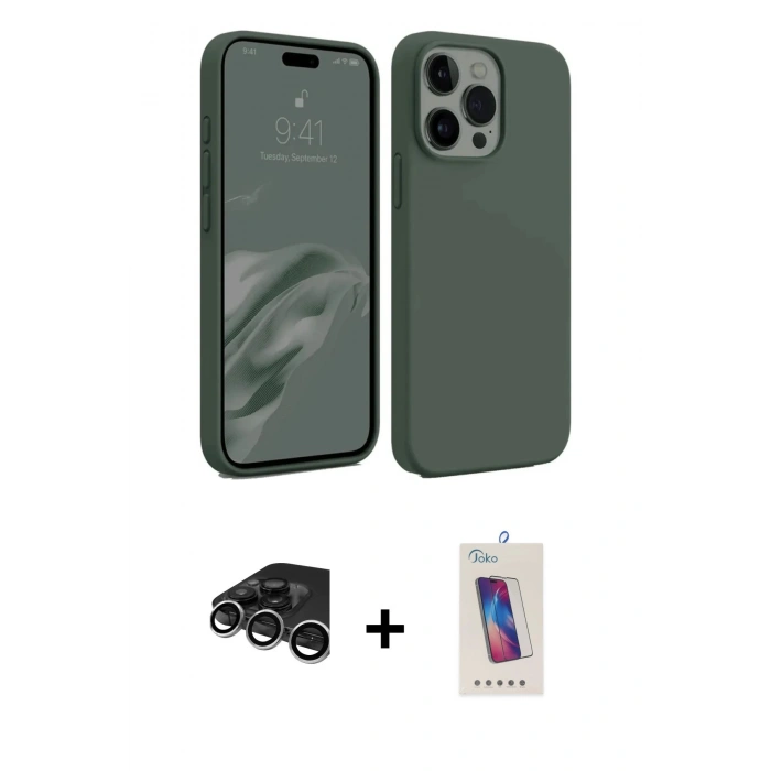 MARSİLYAN™- iPhone 15 Pro Kılıf Kozmos Yansıma Özel Seri - Siyah Joko 5D Cam + Raze Metal Kamera Lens - GS