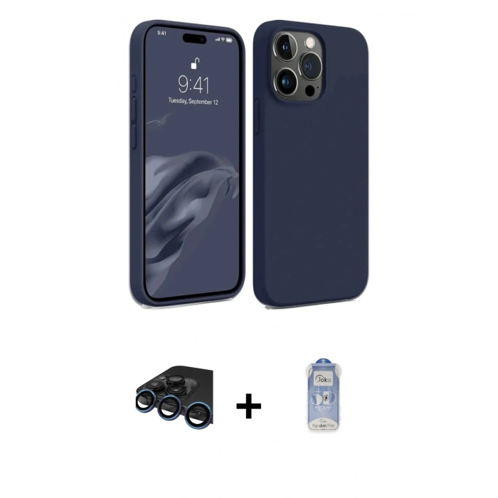 MARSİLYAN™- iPhone 15 Pro Kılıf Kozmos Yansıma Özel Seri - Siyah Joko Magic 5D Cam + Raze Metal Kamera Lens - LT