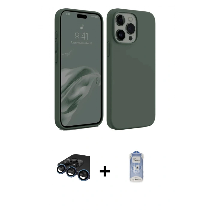 MARSİLYAN™- iPhone 15 Pro Kılıf Kozmos Yansıma Özel Seri - Siyah Joko Magic 5D Cam + Raze Metal Kamera Lens - LT