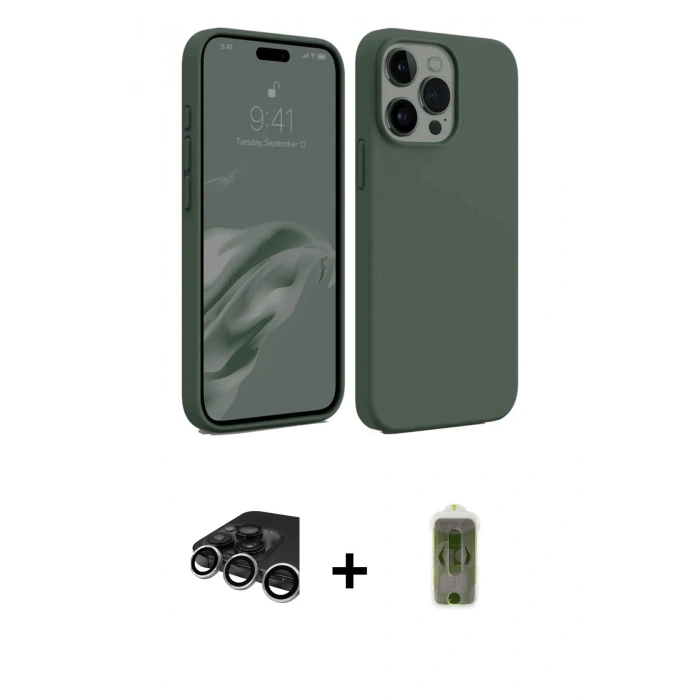 MARSİLYAN™- iPhone 15 Pro Kılıf Kozmos Yansıma Özel Seri - Siyah Joko Magic 5D Hayalet Cam + Raze Metal Kamera Lens - GS