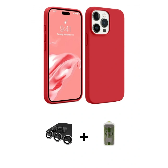 MARSİLYAN™- iPhone 15 Pro Kılıf Kozmos Yansıma Özel Seri - Siyah Joko Magic 5D Hayalet Cam + Raze Metal Kamera Lens - GS