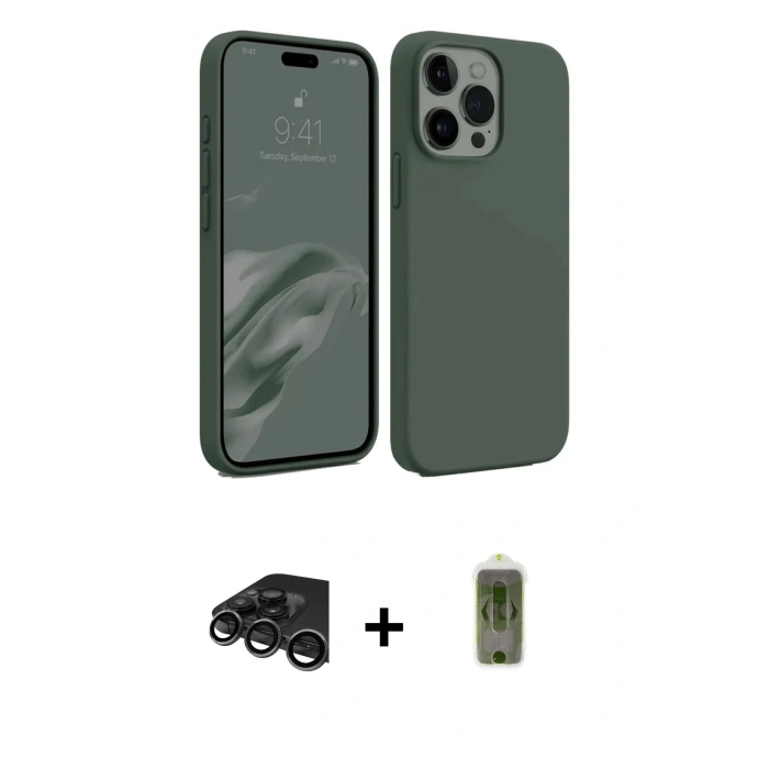 MARSİLYAN™- iPhone 15 Pro Kılıf Kozmos Yansıma Özel Seri - Siyah Joko Magic 5D Hayalet Cam + Raze Metal Kamera Lens - TMGI