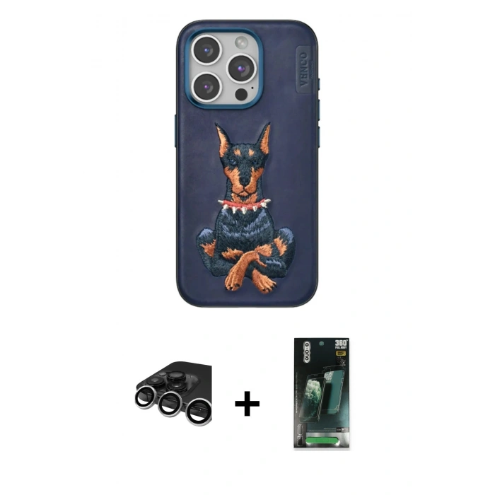 MARSİLYAN™- iPhone 15 Pro Kılıf Nova Form Koleksiyonu - Şeffaf 360 Full Body Arka Koruyucu + Raze Metal Kamera Lens - GS