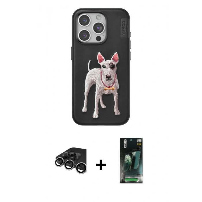 MARSİLYAN™- iPhone 15 Pro Kılıf Nova Form Koleksiyonu - Şeffaf 360 Full Body Arka Koruyucu + Raze Metal Kamera Lens - GS