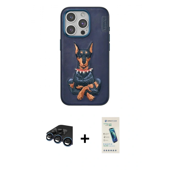 MARSİLYAN™- iPhone 15 Pro Kılıf Nova Form Koleksiyonu - Şeffaf Pasifik Cam Ekran Koruyucu + Raze Metal Kamera Lens - LT