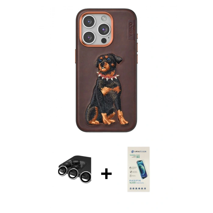 MARSİLYAN™- iPhone 15 Pro Kılıf Nova Form Koleksiyonu - Şeffaf Pasifik Cam Ekran Koruyucu + Raze Metal Kamera Lens - GS