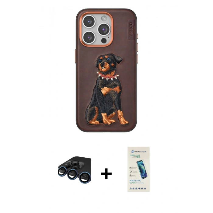MARSİLYAN™- iPhone 15 Pro Kılıf Nova Form Koleksiyonu - Şeffaf Pasifik Cam Ekran Koruyucu + Raze Metal Kamera Lens - LT