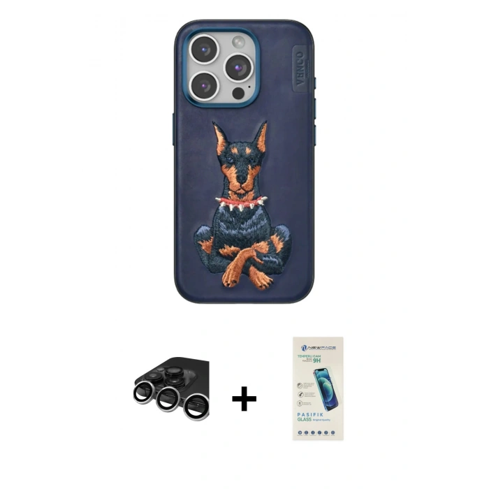MARSİLYAN™- iPhone 15 Pro Kılıf Nova Form Koleksiyonu - Şeffaf Pasifik Cam Ekran Koruyucu + Raze Metal Kamera Lens - GS